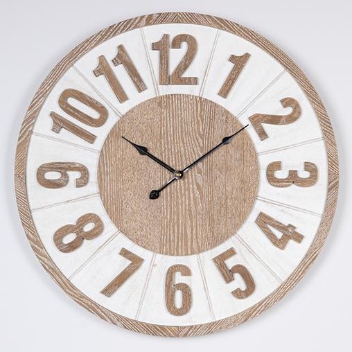Wall clock 1xAA d. 60 cm beige/white