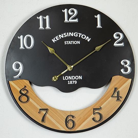 Wall clock 1xAA d. 60 cm black/beige