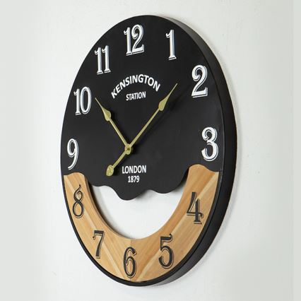 Wall clock 1xAA d. 60 cm black/beige