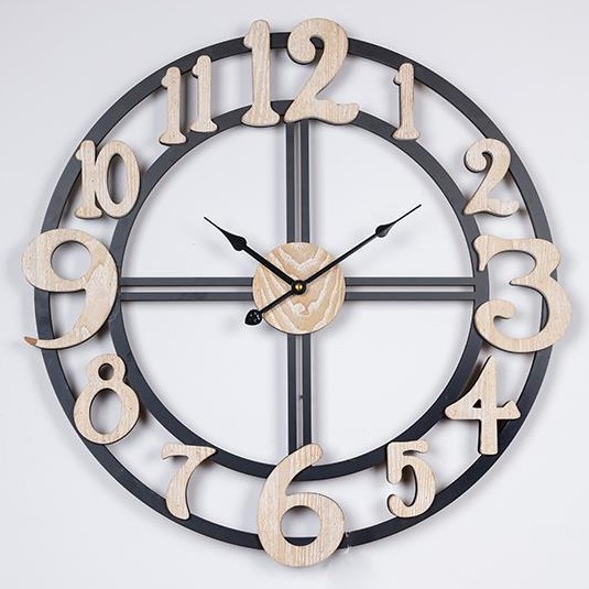 Wall clock 1xAA d. 60 cm black/beige