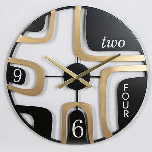 Wall clock 1xAA d. 60 cm black/gold