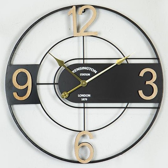 Wall clock 1xAA d. 60 cm black