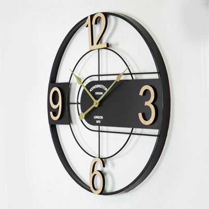Wall clock 1xAA d. 60 cm black