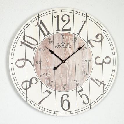 Wall clock 1xAA Ø 58.2 cm White/Beige