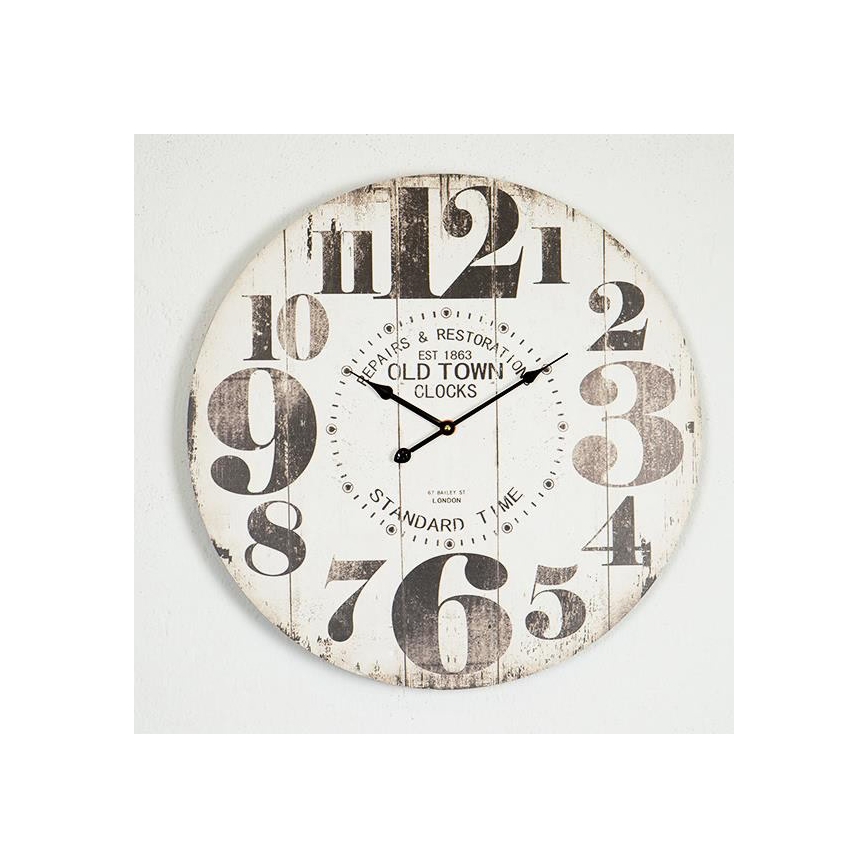 Wall clock, 1×AA, Ø 58.2 cm, brown