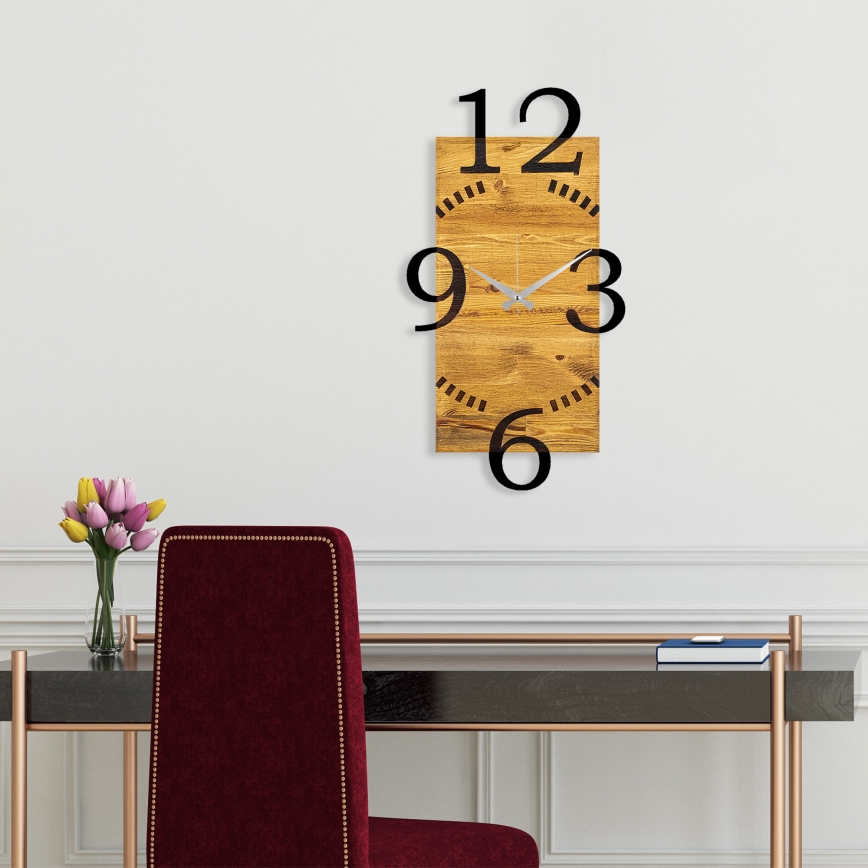Wall clock 41x74 cm 1xAA wood/metal