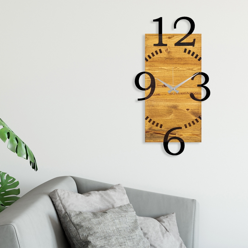 Wall clock 41x74 cm 1xAA wood/metal