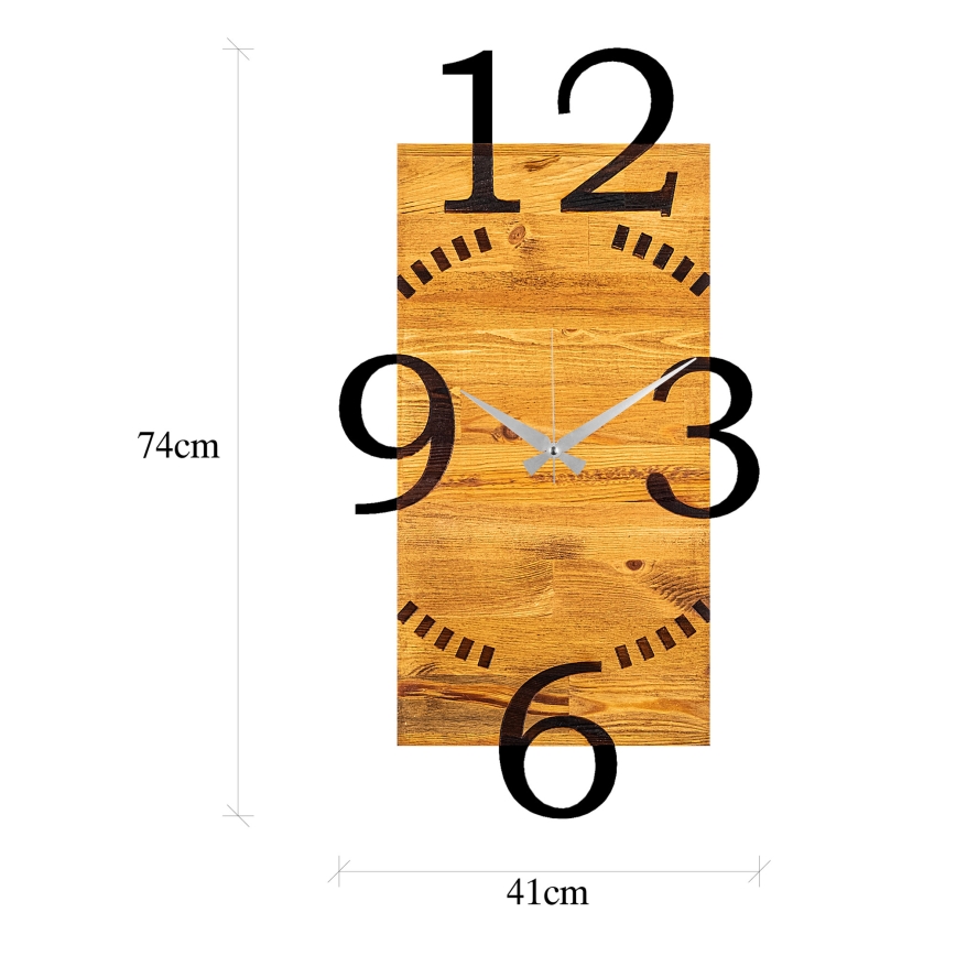 Wall clock 41x74 cm 1xAA wood/metal