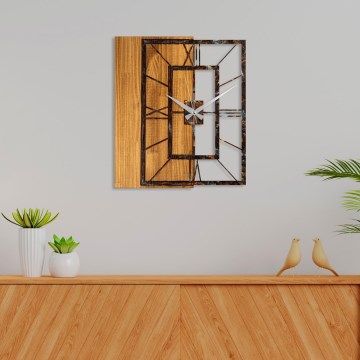 Wall clock 49x58 cm 1xAA wood/metal