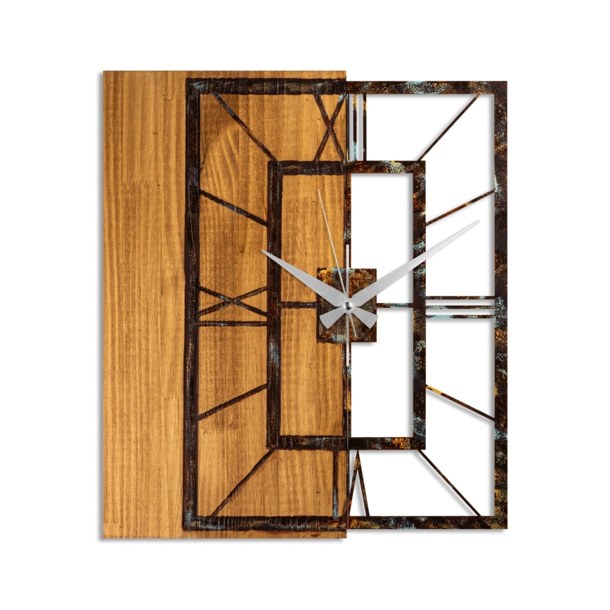 Wall clock 49x58 cm 1xAA wood/metal