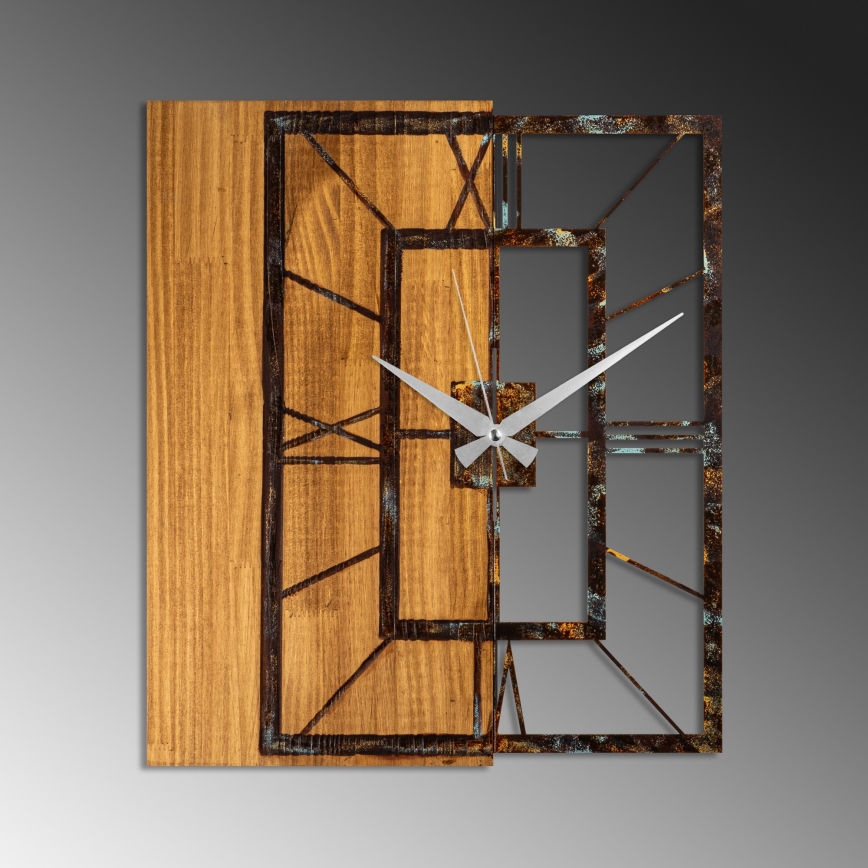 Wall clock 49x58 cm 1xAA wood/metal