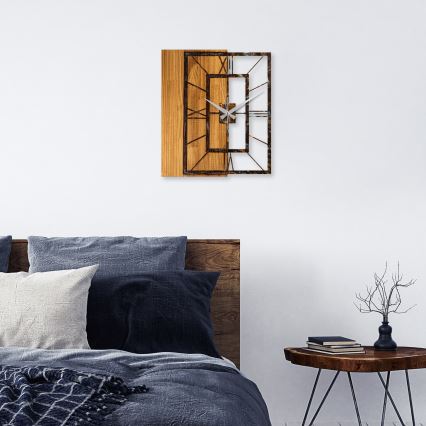 Wall clock 49x58 cm 1xAA wood/metal