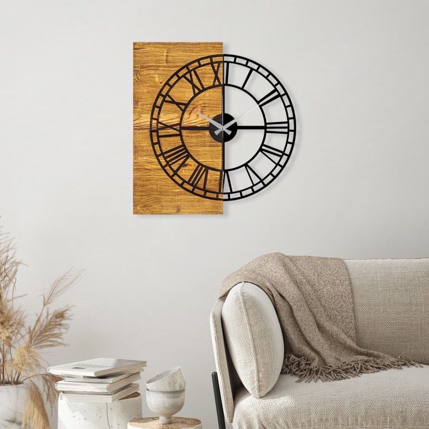 Wall clock 55x58 cm 1xAA wood/metal