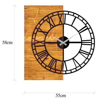 Wall clock 55x58 cm 1xAA wood/metal