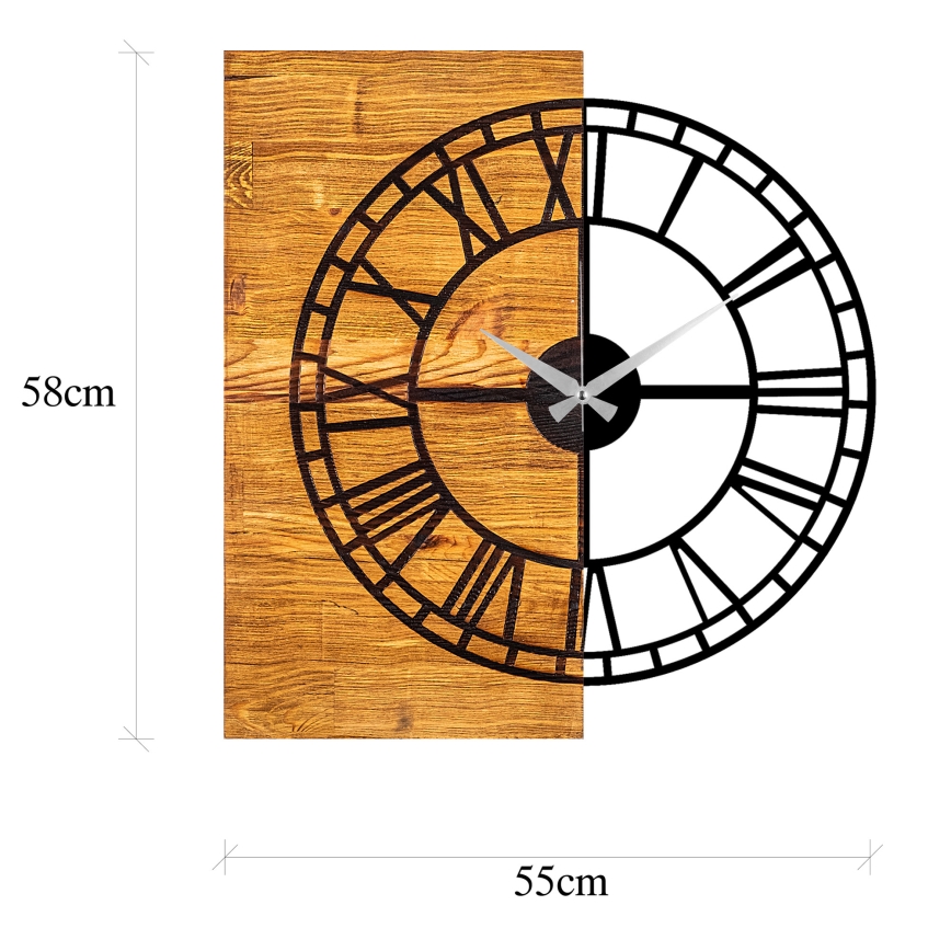 Wall clock 55x58 cm 1xAA wood/metal