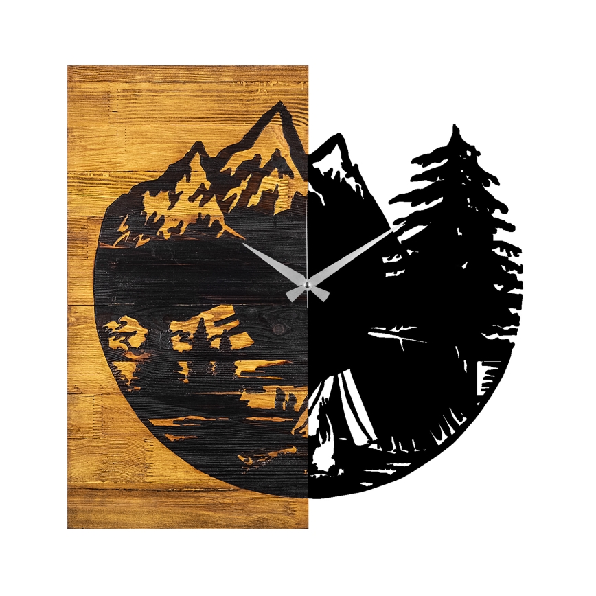 Wall clock 56x58 cm 1xAA wood/metal