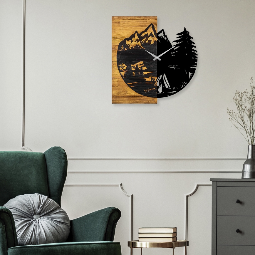 Wall clock 56x58 cm 1xAA wood/metal