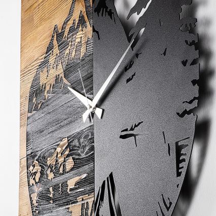 Wall clock 56x58 cm 1xAA wood/metal