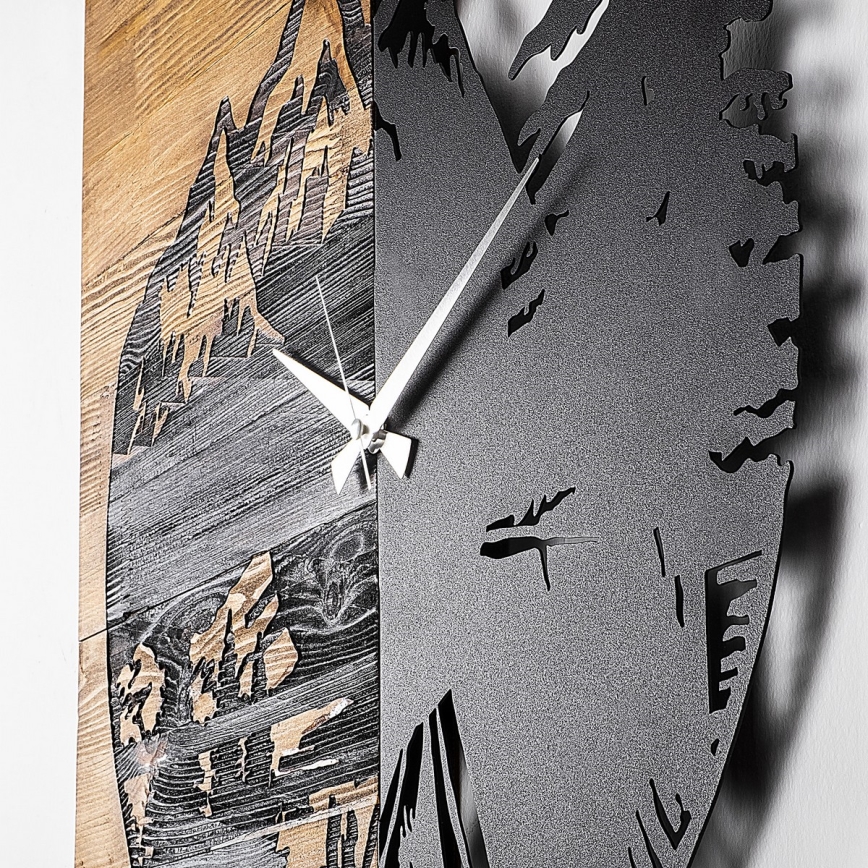 Wall clock 56x58 cm 1xAA wood/metal