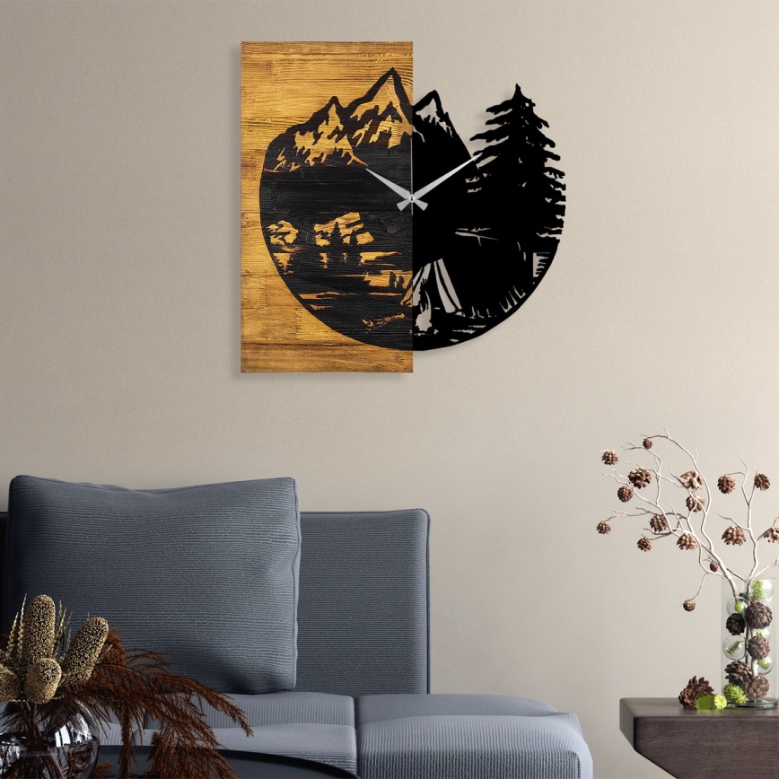 Wall clock 56x58 cm 1xAA wood/metal