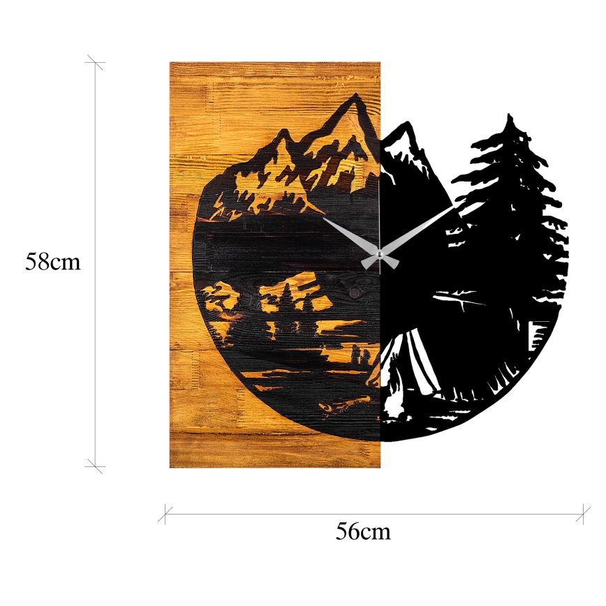 Wall clock 56x58 cm 1xAA wood/metal
