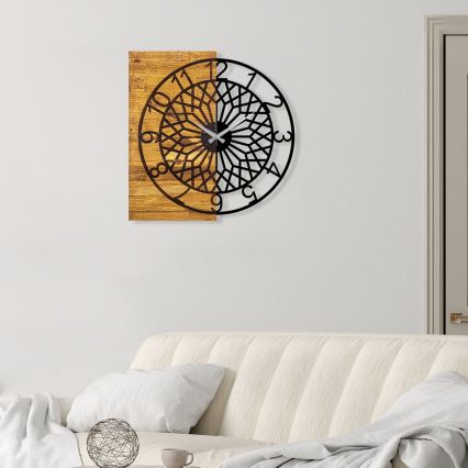 Wall clock 57x58 cm 1xAA wood/metal