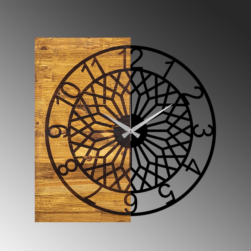 Wall clock 57x58 cm 1xAA wood/metal