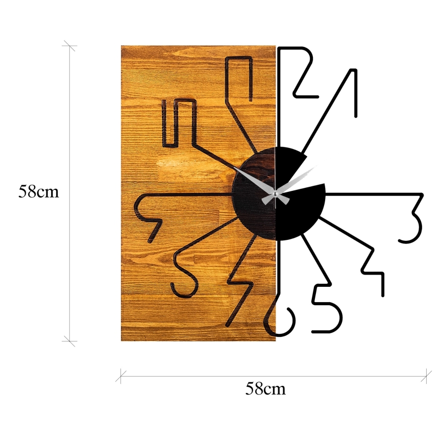 Wall clock 58 cm 1xAA wood/metal
