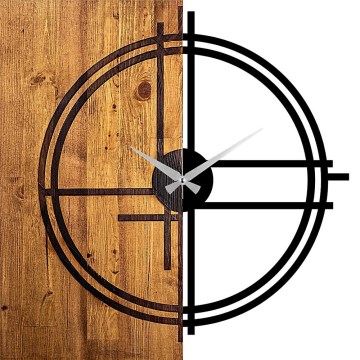 Wall clock 58x56 cm 1xAA wood/metal