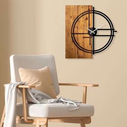 Wall clock 58x56 cm 1xAA wood/metal