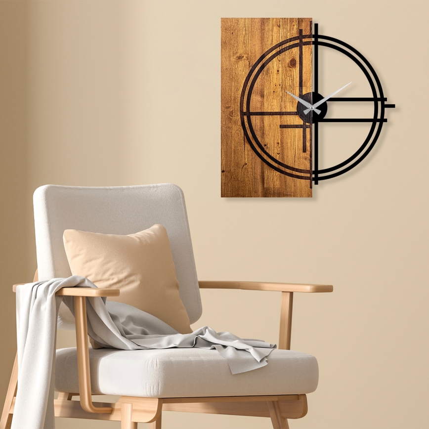 Wall clock 58x56 cm 1xAA wood/metal