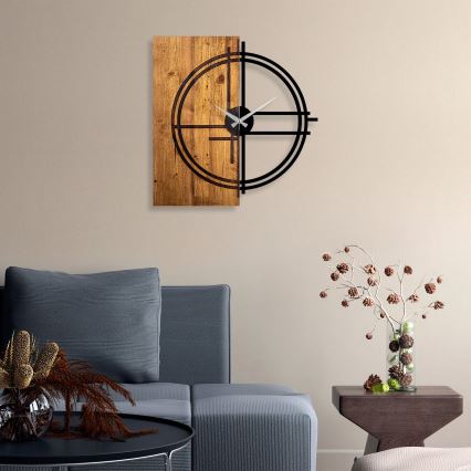 Wall clock 58x56 cm 1xAA wood/metal
