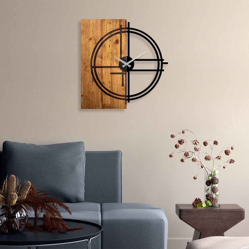 Wall clock 58x56 cm 1xAA wood/metal
