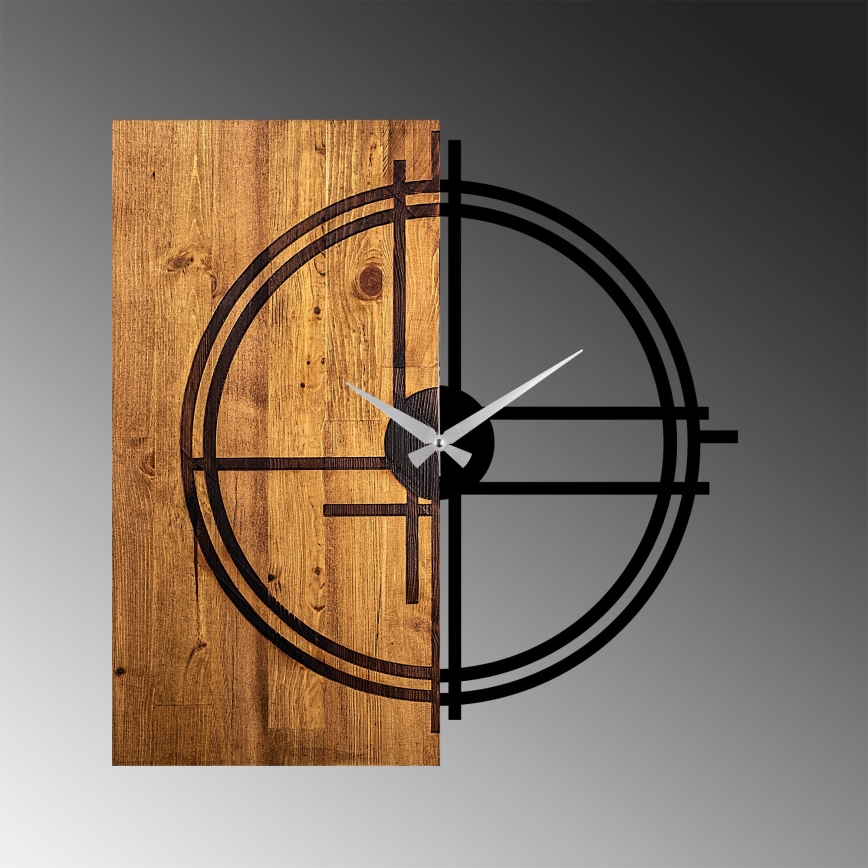 Wall clock 58x56 cm 1xAA wood/metal