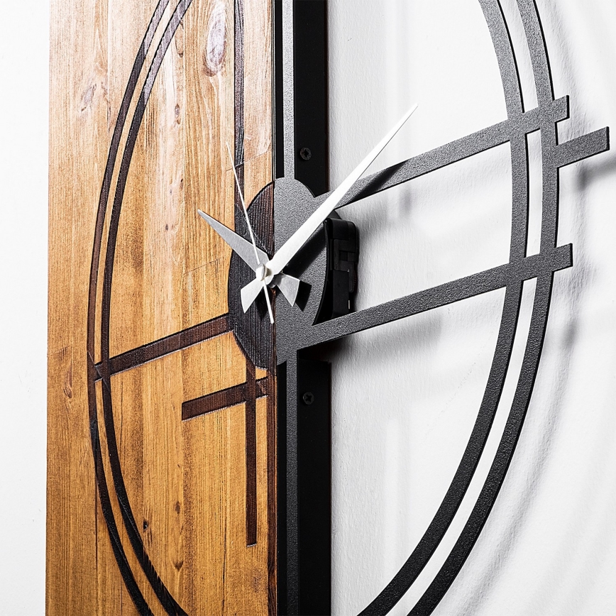 Wall clock 58x56 cm 1xAA wood/metal