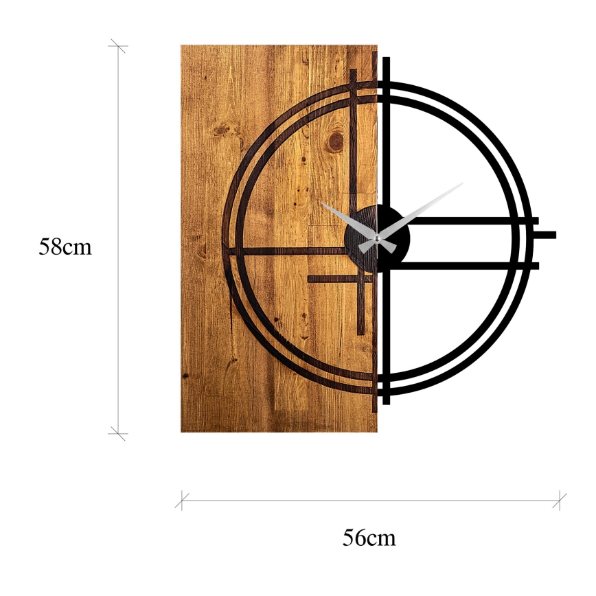Wall clock 58x56 cm 1xAA wood/metal