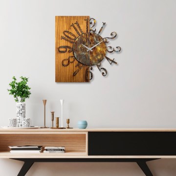 Wall clock 58x58 cm 1xAA wood/metal