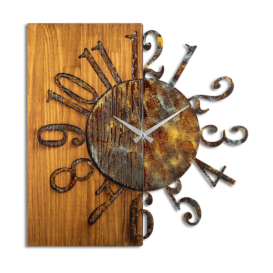 Wall clock 58x58 cm 1xAA wood/metal