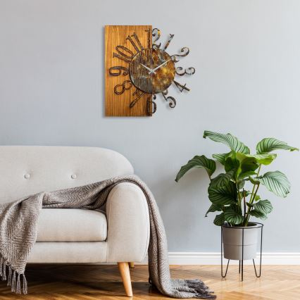Wall clock 58x58 cm 1xAA wood/metal