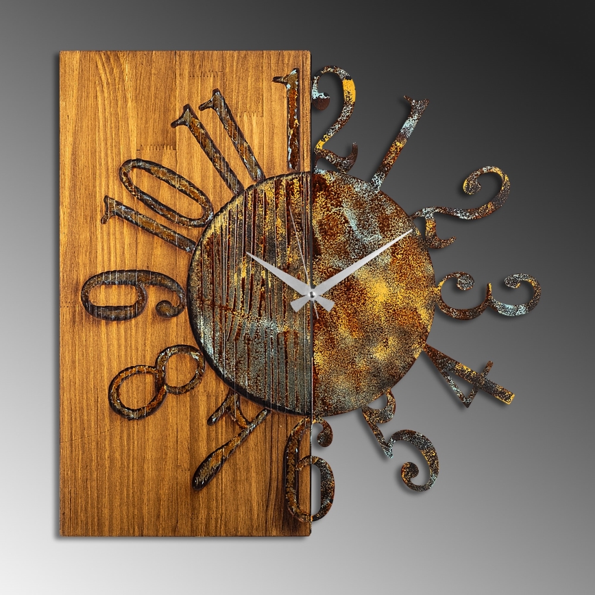 Wall clock 58x58 cm 1xAA wood/metal