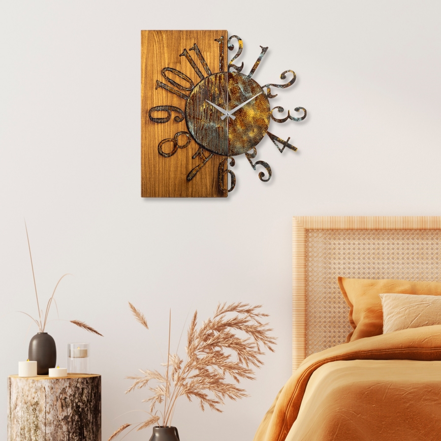 Wall clock 58x58 cm 1xAA wood/metal