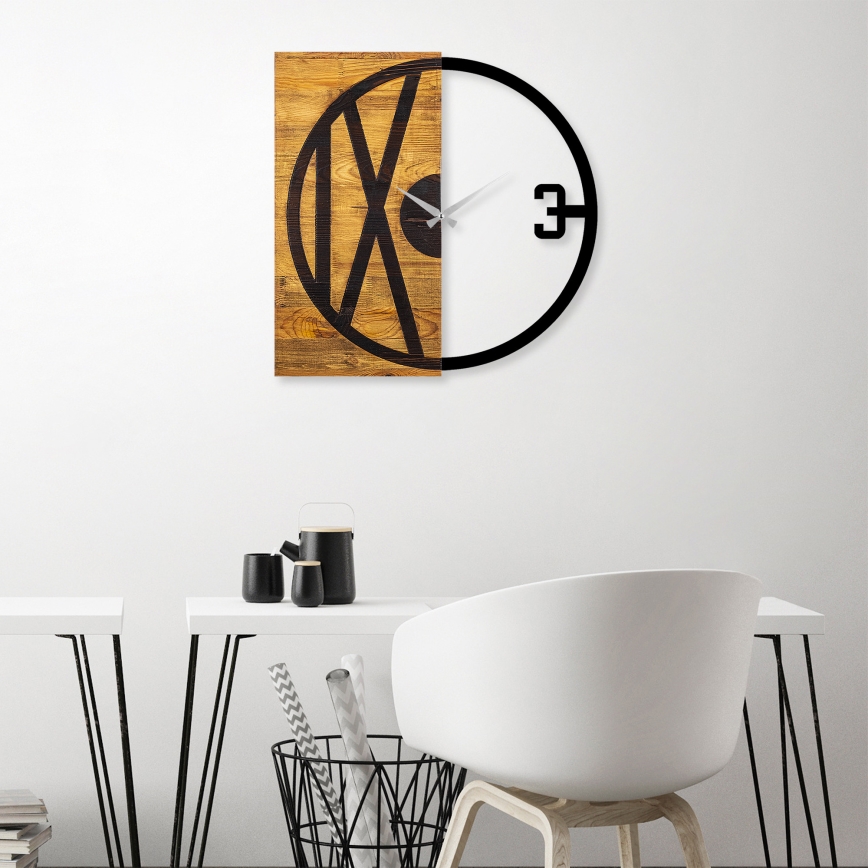 Wall clock 58x58 cm 1xAA wood/metal