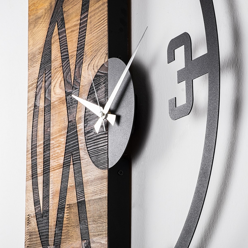 Wall clock 58x58 cm 1xAA wood/metal
