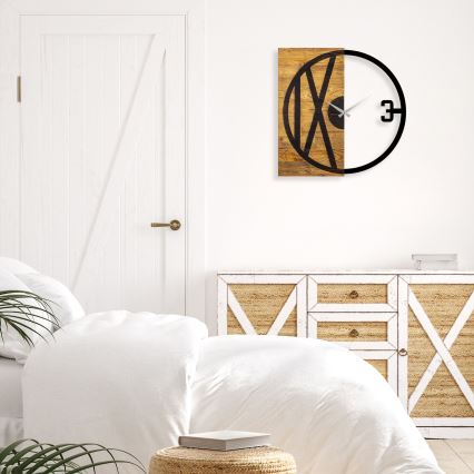 Wall clock 58x58 cm 1xAA wood/metal