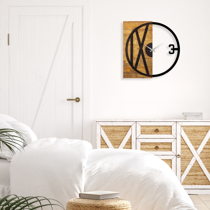 Wall clock 58x58 cm 1xAA wood/metal
