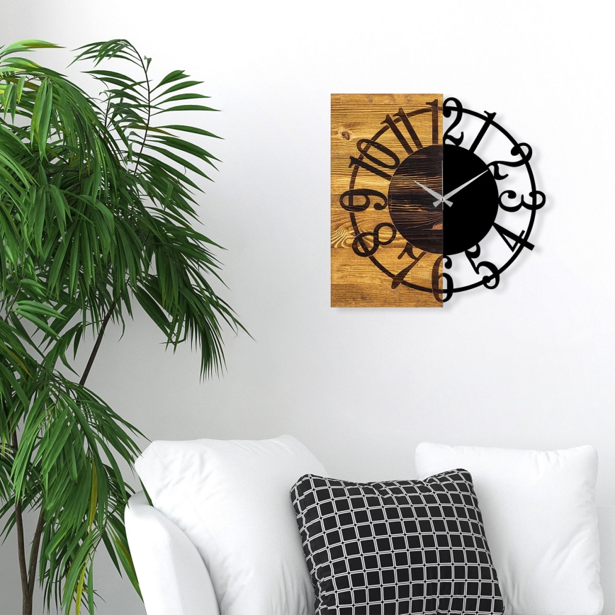 Wall clock 58x58 cm 1xAA wood/metal