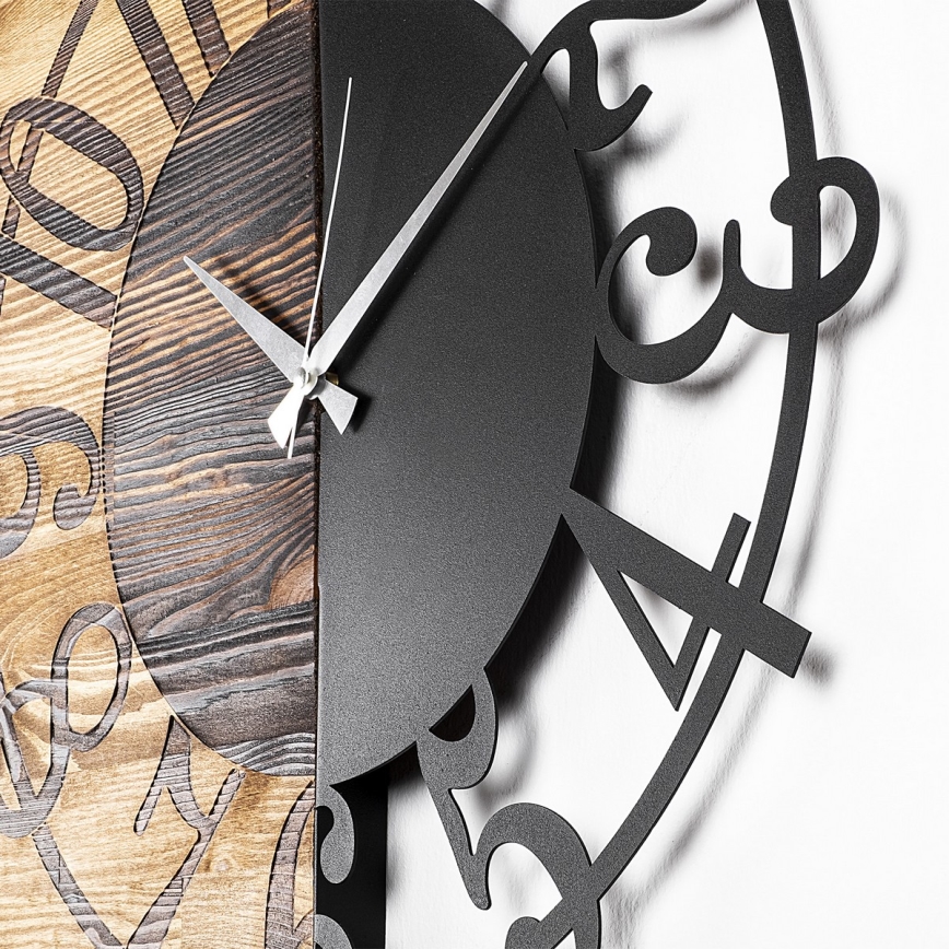 Wall clock 58x58 cm 1xAA wood/metal