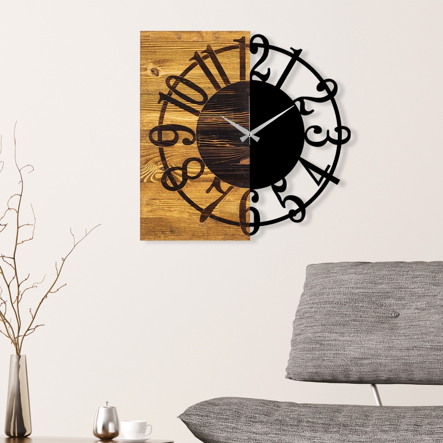 Wall clock 58x58 cm 1xAA wood/metal