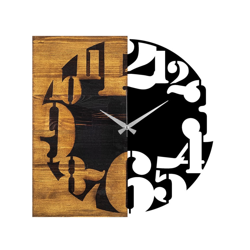 Wall clock 58x58 cm 1xAA wood/metal