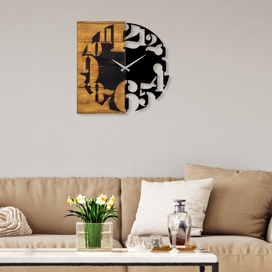 Wall clock 58x58 cm 1xAA wood/metal